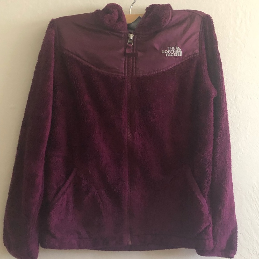 The North Face girls /fillles  in front hoodie jacket burgundy